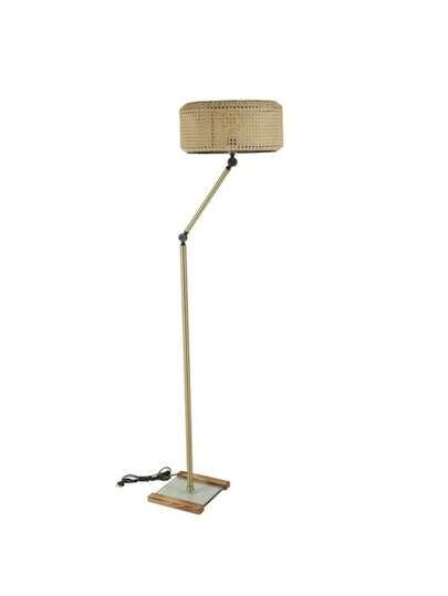 Well Home Vloer Lamp Goud Metal Frame Rattan. Free Shipping In 24/48h