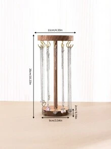 1pc Wooden Jewelry Organizer Display Stand For Necklaces & Bracelets, Round Shaped, Live Streaming Room Showcase Prop Valentine Day Back To School - Multicolor - View 13