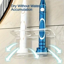 1 pièce/2 pièces Support mural transparent pour brosse à dents électrique - Design gain de place avec dos adhésif - Étagère de rangement de salle de bain moderne (sans perçage nécessaire) - Transparent - Voir 4
