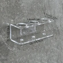 1 pièce/2 pièces Support mural transparent pour brosse à dents électrique - Design gain de place avec dos adhésif - Étagère de rangement de salle de bain moderne (sans perçage nécessaire) - Transparent - Voir 5