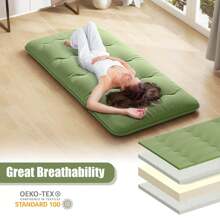 Lifezeal Twin/Queen/Full Futon Mattress Japanese Floor Sleeping Pad Washable Cover Carry Bag Black/Green/Grey - 綠色-雙人床 - 查看 5