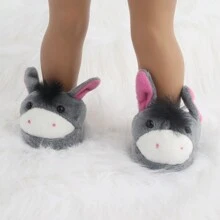 1 Pair Of Doll Shoes For 18-Inch American Dolls, Cute Plush Animal Slippers, Mini Shoes, Warm Rabbit Ear Doll Shoes, Birthday/Festival Gift For Little Girls And Boys