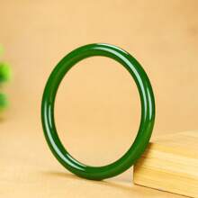 1 件翡翠手镯，圆形绿色，男女通用情侣设计，适合仪式和节日礼物 - 綠色 - 查看 3