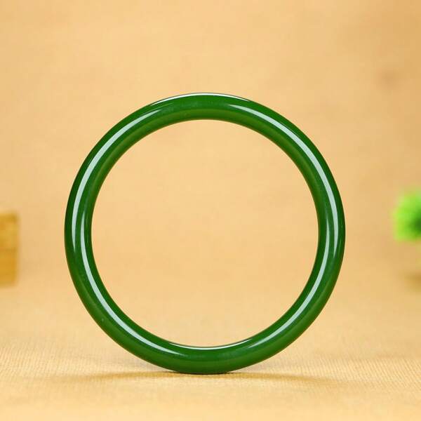 1pc Jade Bangle Bracelet, redondo verde, design de casal unissex, presente para cerimônia e festivais