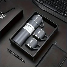 SOKANY 1 Set - Main Cup 500ml With 2 Matching Small Cups, Stainless Steel Insulated Cup Set - Heat Insulated & Leak-Proof, Ideal For Carrying Cold/Hot Drinks - Perfect For Travel, Business & School - Water Bottle, Outdoor Gear, Sports Bottle, School Supplies - Suitable For Fitness, Sports & Outdoor Activities - High-End Portable Mug - Suitable For Milk, Coffee, Tea, Juice Etc. - Can Be Used As Christmas, New Year, Valentine's Day, Birthday, Graduation Gift