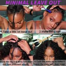 V Part Wig Human Hair Kinky Curly Upgrade U Part Wig For Women Ready To Wear No Leave Out Glueless Wigs 180% Density V Shape Clip In Half Curly Vpart Wig No Glue No Sew In Natural Color - Natural Black - 查看 5