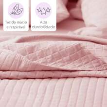 Emcompre Bedspread Single Bedspread Kit 2 Pieces Double Sided Microfiber Loft Ultrasonic Camesa - Màu hồng gỉ - Xem 4