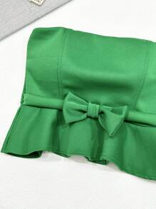 Cropped Top With Bow Tie Padding 2024 - 綠色 - 查看 2