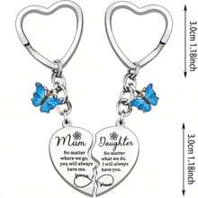 2pcs Mother's Day Heart Shaped Keychain, Suitable For Mom And Daughter, Stainless Steel And Alloy Material, Classic Sentimental Phrases Theme, Paired Keychain Set With Letter Elements, Ideal Mother-Daughter Decorative Gift Car Accessories Bag Charm Backpack For School Cute Goth Y2k