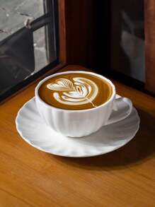 1套竖条纹咖啡杯碟 办公室咖啡杯 家用陶瓷杯 牛奶杯水杯 欧式拿铁咖啡杯 优雅复古下午茶杯 - 彩色 - 查看 4