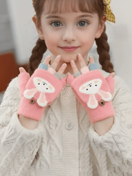 زوج قفازات أرنب نصف الأصابع، دافئة ولينة ومريحة وجميلة، مناسبة للأنشطة الخارجية والاستخدام اليومي، خريف/شتاء