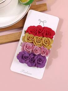 Bộ 4 kẹp tóc trẻ em kẹp tóc hoa mini dễ thương phụ kiện tóc tạo kiểu và dự tiệc - Nhiều màu - Xem 9