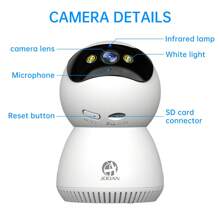 JOOAN Caméra de  intérieure HD 3 MP WiFi 5G/2,4G pour bébé/animal de compagnie/nourrice/personne âgée, stockage sur le cloud et carte SD 32/64 Go, vision nocturne couleur, projecteur, audio bidirectionnel, alarme sirène, détection de mouvement AI, un cadeau indispensable pour le printemps et l'été