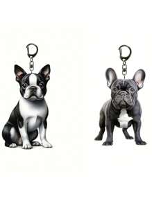 1pc Acrylic Boston Terrier Keychain, Cute 2D Animal Keychain, Cartoon Style Key Accessory, Suitable For Pet Lovers, No Size Car Accessories Bag Charm Backpack For School Animal Goth Y2k Bag Accessories Lanyards With Id Holder Car Accessories Bag Charms