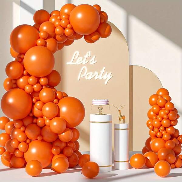 110 globos naranjas de diferentes tamaños 18/10/5 pulgadas para guirnaldas y arcos, globos de látex naranja quemado para decoración de fiesta de cumpleaños
