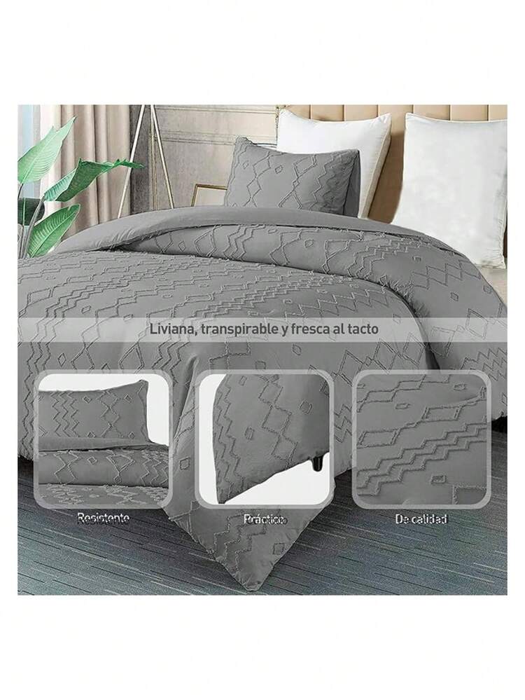 King Duvet Cover Set Line Shape. Duvet Cover Only With Button Closure, Including 2 Pillowcases. Bluelander. - 灰色 - 查看 5