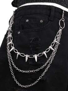 Men's And Women's Waist Accessories Hip Hop Punk Metal Rivets Stage Show Multi-Layer Waist Chain Dress Up Jeans Accessories Suitable For Teen Summer Casual Outdoor Athletic Or Vacation Travel Or Graduation Gifts Or Birthday Dress Accessories Or Daily Wear