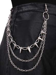 Men's And Women's Waist Accessories Hip Hop Punk Metal Rivets Stage Show Multi-Layer Waist Chain Dress Up Jeans Accessories Suitable For Teen Summer Casual Outdoor Athletic Or Vacation Travel Or Graduation Gifts Or Birthday Dress Accessories Or Daily Wear
