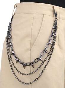 Men's And Women's Waist Accessories Hip Hop Punk Metal Rivets Stage Show Multi-Layer Waist Chain Dress Up Jeans Accessories Suitable For Teen Summer Casual Outdoor Athletic Or Vacation Travel Or Graduation Gifts Or Birthday Dress Accessories Or Daily Wear