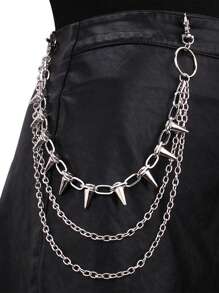 Men's And Women's Waist Accessories Hip Hop Punk Metal Rivets Stage Show Multi-Layer Waist Chain Dress Up Jeans Accessories Suitable For Teen Summer Casual Outdoor Athletic Or Vacation Travel Or Graduation Gifts Or Birthday Dress Accessories Or Daily Wear