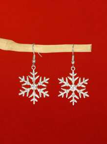 1pair Christmas Snowflake Pendant Earrings - Silver - View 8