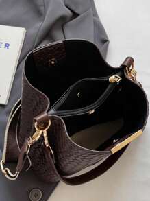 حقيبة دلو أنيقة جديدة متعددة الاستخدامات، حقيبة كلاسيكية عتيقة ذات حزام عريض عالي الجودة، حقيبة كتف وحقيبة كروس للنساء للعمل والتنزه والتسوق والاستخدام اليومي - قهوة بني - مشاهدة 10