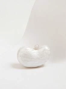 女士蛋形手拿包亚克力钱包 - 可爱象牙色香槟色珍珠色钱包手提包，适合婚礼、晚会、情人节、年终派对和庆祝宴会礼物，是送礼的贴心礼物 - 米色 - 查看 1