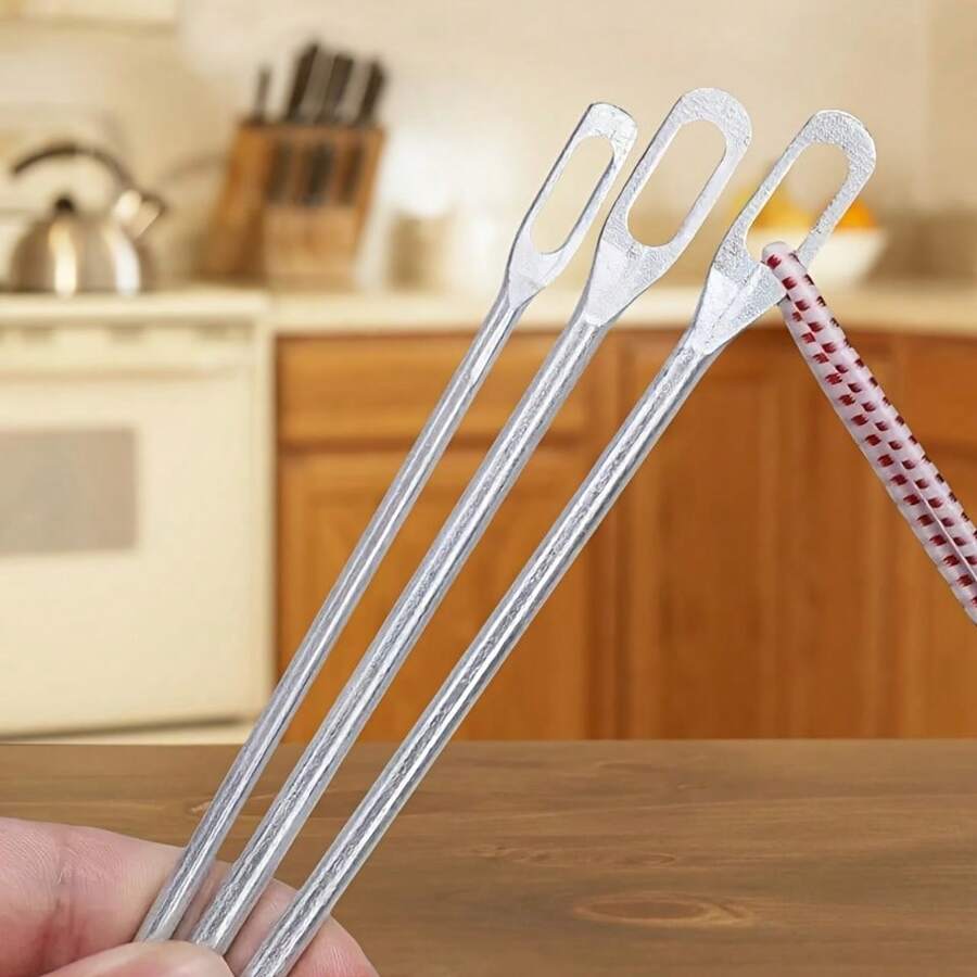 3件組彈性腰帶穿線器套組 - 簡易穿繩工具，適用於縫紉、編織與手工藝，銀灰色
