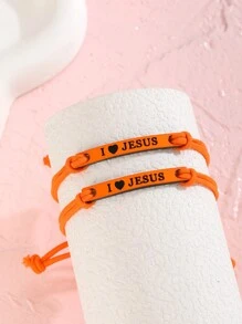 2 stuks/set mode gepersonaliseerde "I Love Jesus" brief ontwerp elastische armband kinderen bescherming bidden vriendschapsarmbanden inspirerende christelijke sieraden voor familie vrienden jongens meisjes