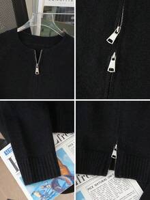 女士保暖双面拉链开衫毛衣，秋冬季，返校季