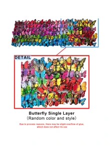 Set de 1/5/10/15 piezas Lámpara de mariposa 3D cambiable de color, de una o dos capas, decoración del hogar, decoración de pared y mesa para lugares románticos (los colores de las mariposas se envían al azar), decoración del hogar, decoración de habitación, decoración de pared