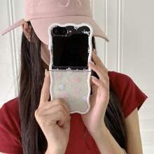 Bowknot & Floral Folding Screen Phone Case, Full-Wrapped Foldable Screen Phone Protective Cover, Fashion & Fresh, Personalized Flip Phone Case Compatible With Samsung FLIPn3/Flip4/FLIP5/FLIP6
