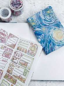 1 件自制梵高图案 A5 书套周刊书套手册织物保护套蕾丝花边，返校，学校用品 - 彩色 - 查看 6