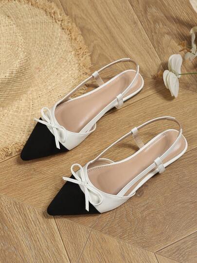 Bailarinas de mujer de punta fina, versátiles, de cuero suave con bloques de color, aptas para todas las estaciones, ideales para Navidad y Año Nuevo