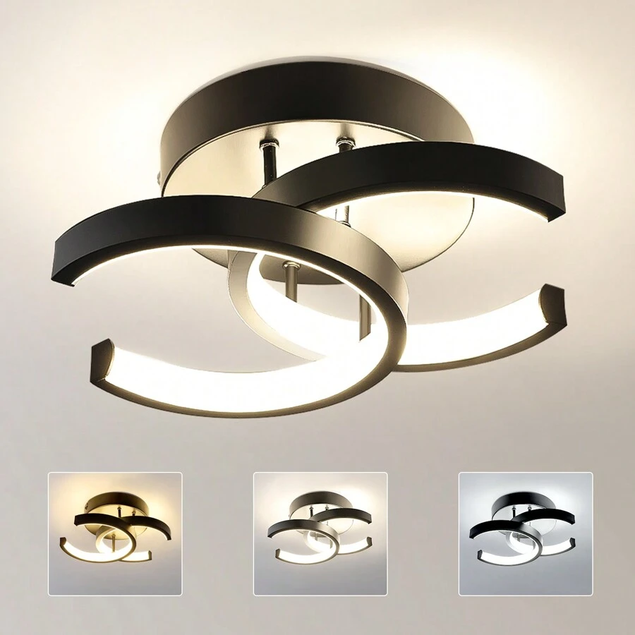 OYAJIA LED Dimmbar Deckenleuchte, Modernes Design,  3-Farbige Decken-Lampe Dimmbar 3000-6000K,  Quadratische Deckenleuchte aus Schwarz weißem Acryl,Wohnzimmer Kinderzimmer Esszimmer Küche Büro,Flur Küchen Eingang