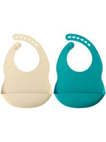 2PCS Personalized Customization Name Silicone Baby Bibs Adjustable Bibs Waterproof Baby Stuff Custom Baby Accessories - Multicolor - View 17