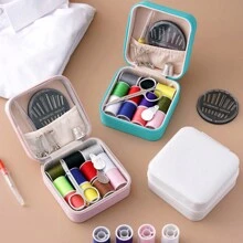 1 pieza Mini kit de costura para viajeros, kit de costura, kit de costura pequeño para principiantes, con caja con cremallera para punto de cruz - Juego completo de costura a mano DIY adecuado para viajes y uso doméstico, disponible en varios colores
