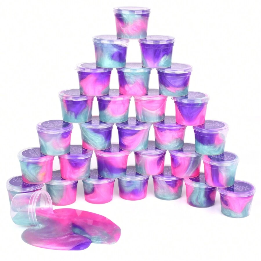 11-28pcs Galaxy Slime,Slime Party Favors,Easter Basket Filler Gifts,Christmas Stocking Stuffers,Classroom Rewards,Roller Skates Goody Bag,Cupcake Rocket,Fidget Toys - Multicolor - View 1