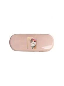 Creamy/Monet-Style Solid Color Glasses Case, New And Simple Design, Convenient And Portable With Waterproof And Dustproof Function (Small Size, Made Of Plastic Material) Initial Glasses Case Hard Shell - PU Leather Flower Gold Letter A-Z Flower Prints Pink Eyeglass Case