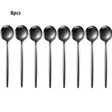 1/4/8/12pcs Black Stainless Steel Small Spoon, Coffee Spoon, Stirring Spoon - Black - View 6