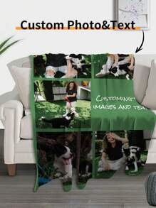Gepersonaliseerde deken met foto - Gepersonaliseerde deken Gepersonaliseerde fotodeken Kerst Verjaardagscadeau Voor Vrouwen Vrienden Koppel Moeder Vader Hem Haar Volwassenen Kinderen - Rechts 5 afbeeldingen en tekst - Bekijken 4