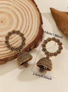 1 Pair Elegant Floral Earrings Design Bells & Tassels Drop Earrings, Casual Vintage Style Jewelry Accessories Suitable For Women's Daily Wear, Holidays, Weddings And Parties/Jewelry Gift - Multicolor - View 4