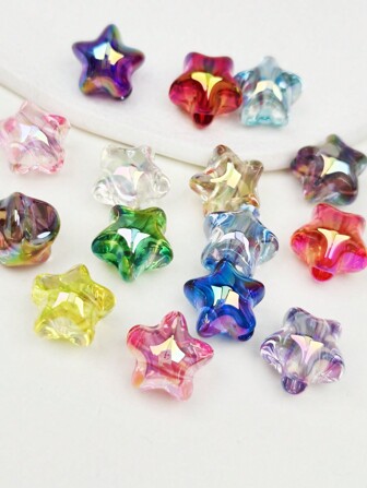 10st söta 3D-transparenta färgglada stjärnpärlor, smycketillverkning och dekorativa pärlor, kan användas för halsband, armband, ankelband, telefonkedja, väska charm