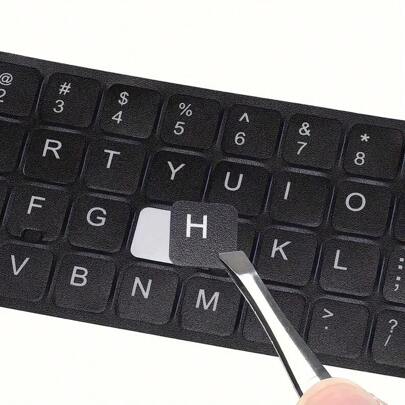 1pc Universal English/Arabic Keyboard Sticker: White Font On Black Background For Computer, Laptop, And Desktop Keyboards, Keyboard Letters Replacement Stickers(Glossy&Matte Surfaces)