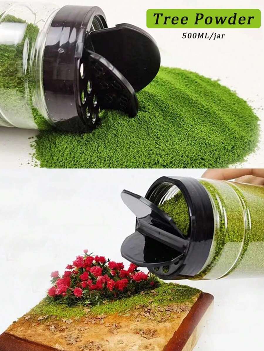 仿真微型树粉模型 DIY 树制作材料 500 毫升草粉 用于 HO 火车/建筑沙盘场景布置