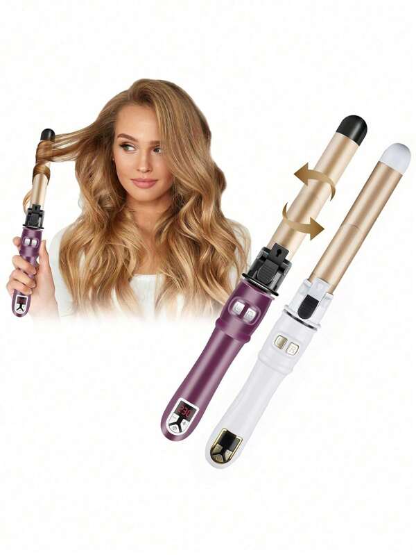 Rotating Curling Iron 1 Inch, Curling Wand, Automatic Hair Curler With Long Barrel Heating Up To 430°F In 30S, 6 Gear Adjustable, 100-240V Dual Voltage Hair Crimper For Home & Travel