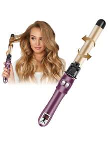 Rotating Curling Iron 1 Inch, Curling Wand, Automatic Hair Curler With Long Barrel Heating Up To 430°F In 30S, 6 Gear Adjustable, 100-240V Dual Voltage Hair Crimper For Home & Travel