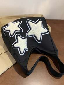 Large Capacity Canvas Bag, New Shoulder Crossbody Tote Bag, Fashionable For Students, Commuting - Black + Scarf - View 5