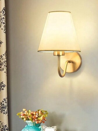 Lámpara de pared dorada 220V, luz de pared moderna, aplique de pared, con pantalla de tela blanca/negra/caqui, lámparas de pared para dormitorio, sala de estar, pasillo, entrada