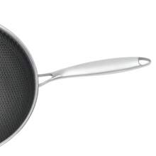 Non Stick Double Sided Honeycomb Cooking Frying Wok Pan With Lid Stainless Steel - 灰色 - 查看 7